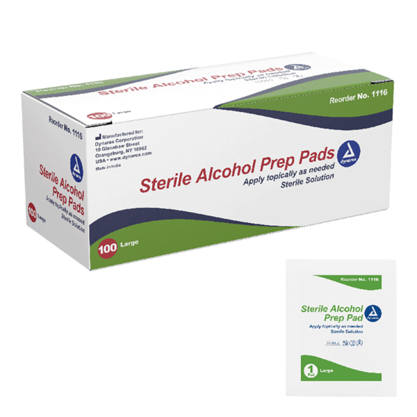 DYNAREX 1116 ALCOHOL PREP PAD LG 1000/CS