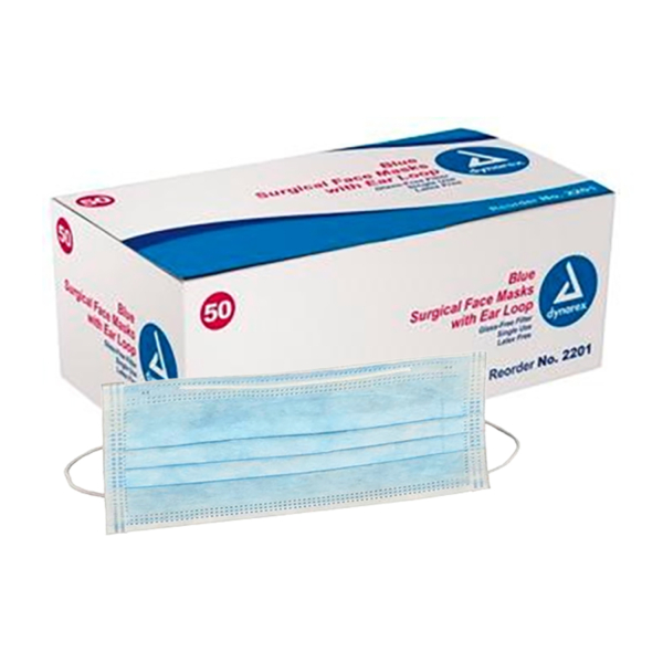 DYNAREX PROCEDURE FACE MASK BLUE 50/BX
