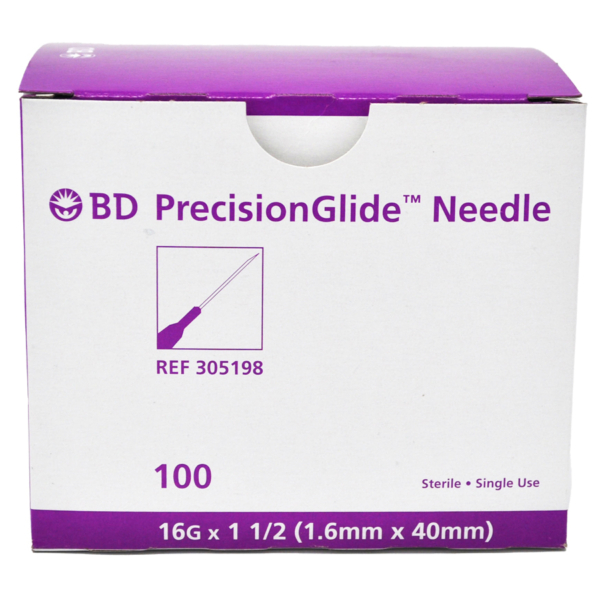 BD NEEDLE  16G X 1.5 100/BOX