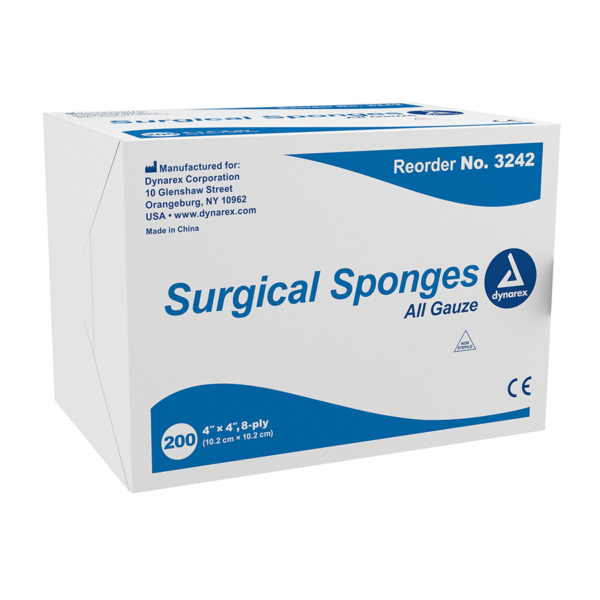 DYNAREX 3242 GAUZE SPONGE N/S 4X4 200/BX