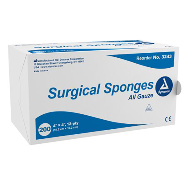 DYNAREX 3243 GAUZE N/S 4X4 12PLY 200/BX