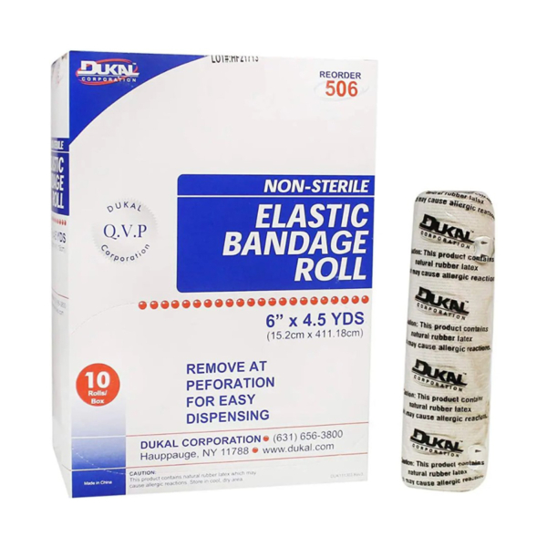 DUKAL 506 N/S ELAS BANDAGE 6X4.5 HOOK 10/BX