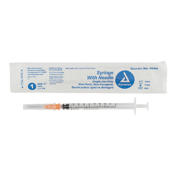 DYNAREX 6994 SYRINGE LUER 25Gx5/8 100/BX
