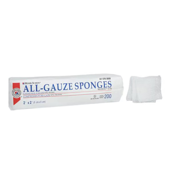 HS 100% COTTON GAUZE SPONGE 2X2"