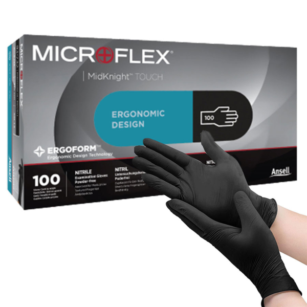 MICROFLEX NITRILE GLOVES M BLACK  100/BX