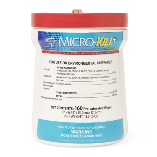 MICRO-KILL WIPES WITH ALCOHOL 6"x6.75" 160/CAN