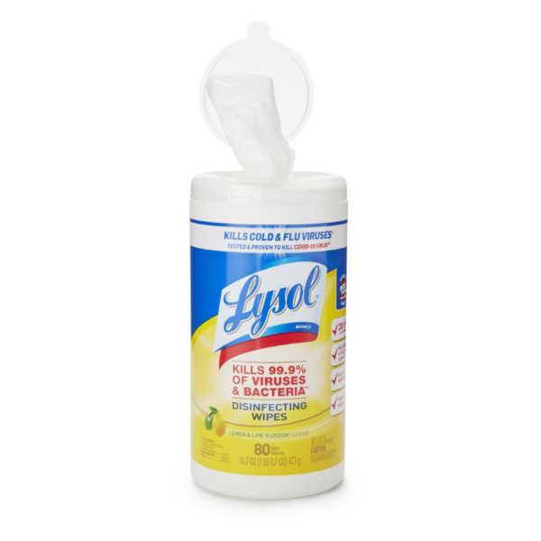LYSOL LEMON DISINFECTANT WIPE 80/CN