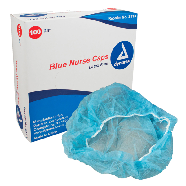 DYNAREX 2113 NURSE CAP OR 24" BLUE 100/BX